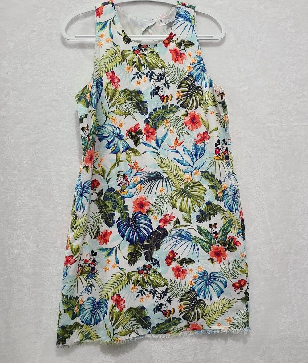 Tommy Bahama x Disney Jungle Jubilee Sleeveless Linen Shift Dress Sz M EUC